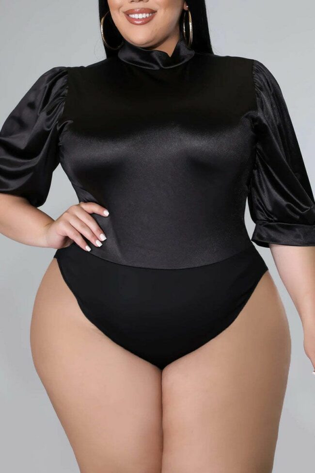 Casual Solid Split Joint Half A Turtleneck Plus Size Two Pieces