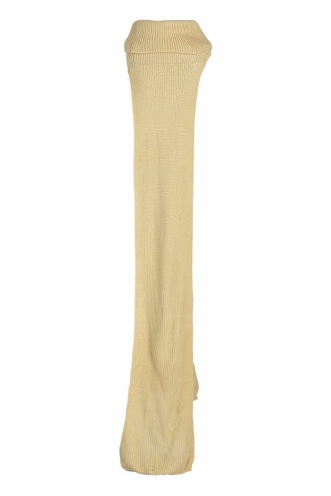 Apricot Fashion Casual Solid Slit Turtleneck Sleeveless Dress (Without Waist Chain)
