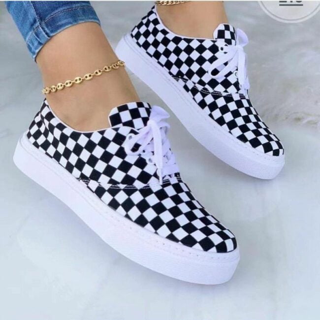 Fashion Casual Bandage Split Joint Printing Round Comfortable Flats Shoes